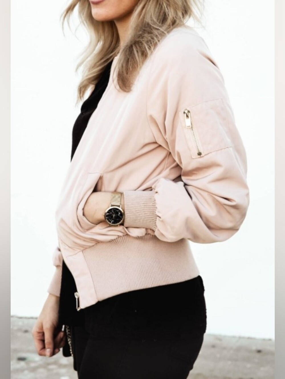 🛍️3 For $10 Retro Light Pink Women's Bomber Jacket - Lightweight